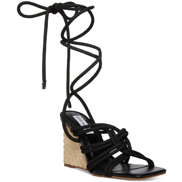 Steve Madden Idolized Wedge Sandal Black 9 M - Picture 1 of 1